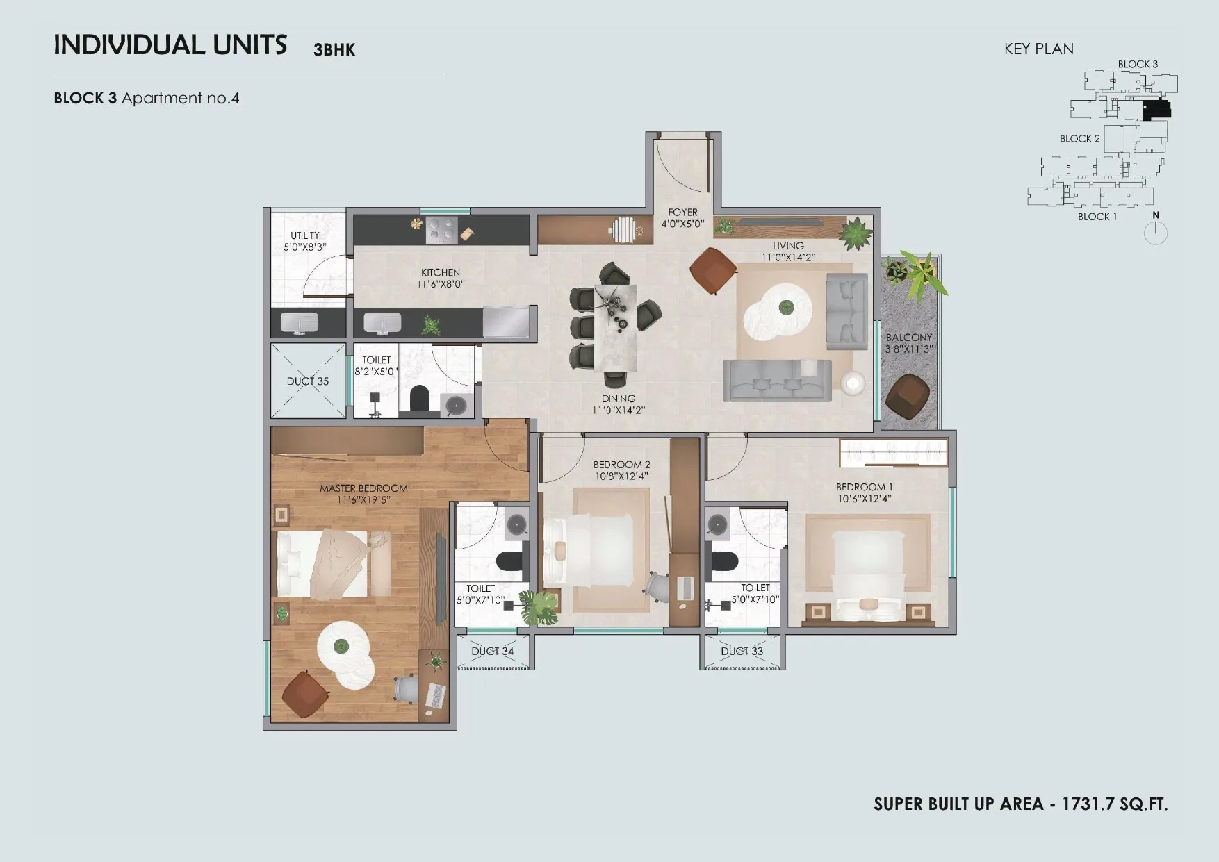 Saiven Six Senses Unit plan - 1310 sq.ft.