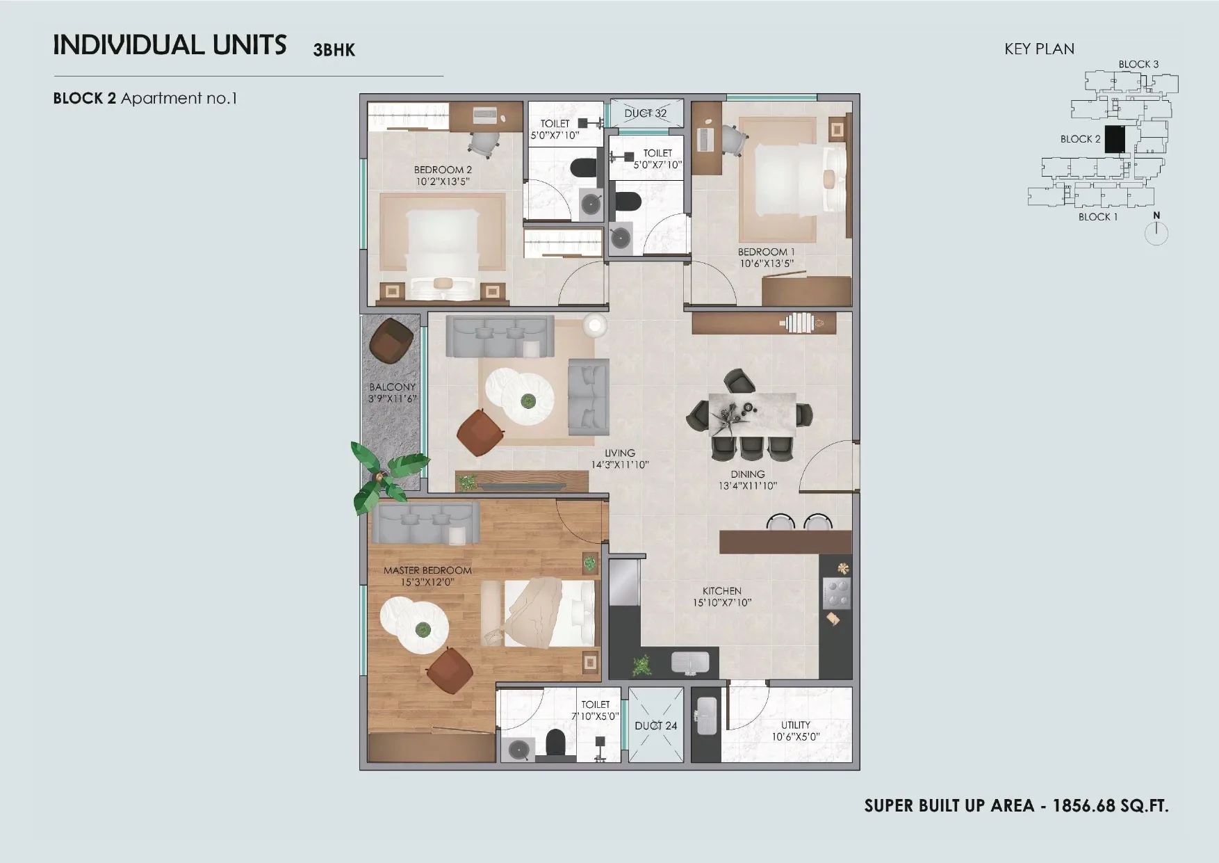 Saiven Six Senses Unit plan - 1406 sq.ft.