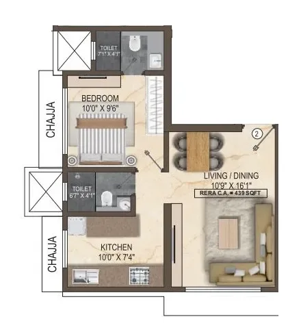 Bitcon Elysium Unit plan - 439 sq.ft.