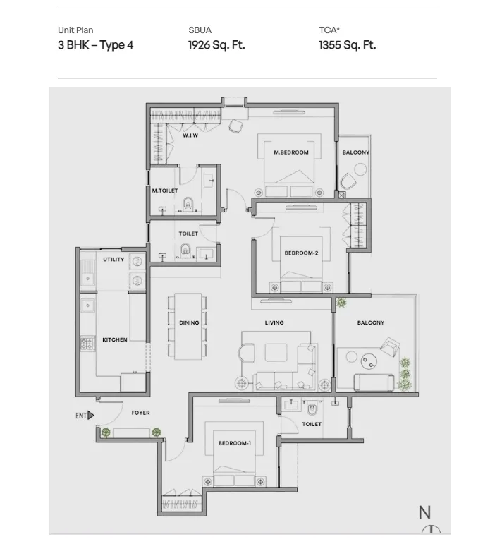 Assetz Miru & Miyo Unit plan - 1207 sq.ft.