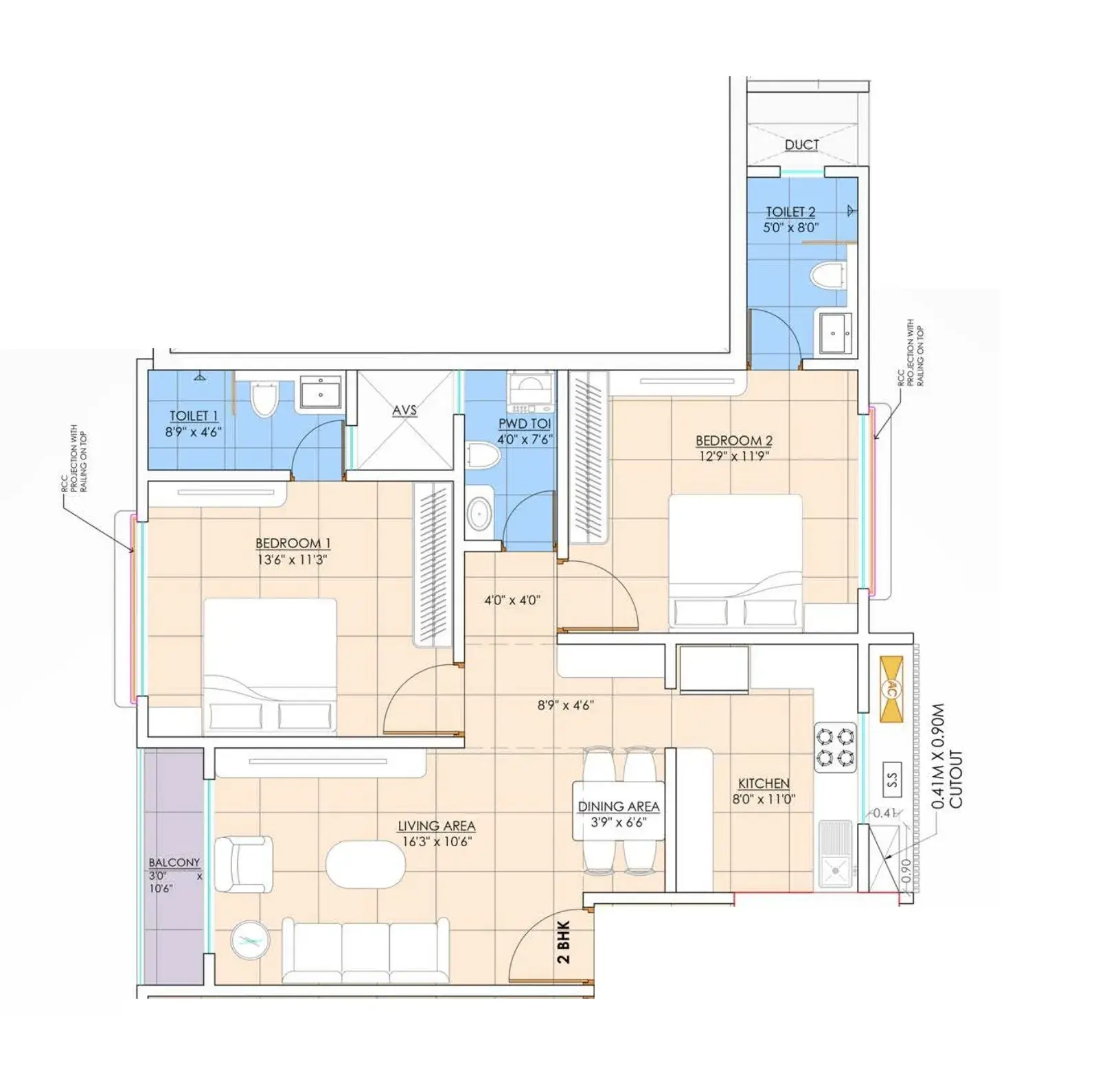 Unit plan - 827 sq.ft.