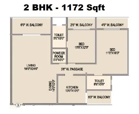 Unit plan - 1172 sq.ft.