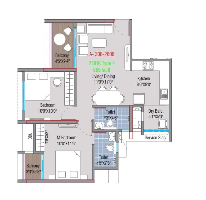 Unit plan - 667 sq.ft.
