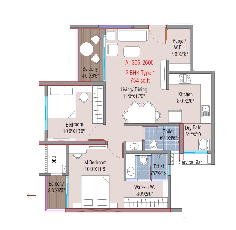 Legacy Highpoint Unit plan - 754 sq.ft.