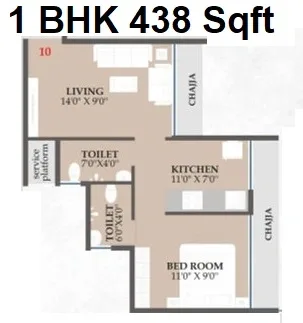 Welkin Imperial Unit plan - 438 sq.ft.