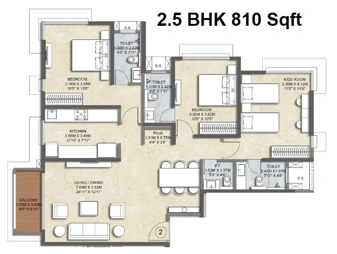 Unit plan - 810 sq.ft.