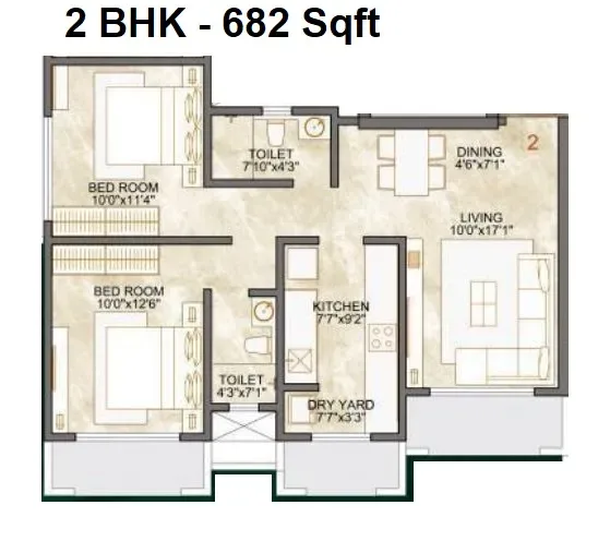 Samarpan Krishnagiri Upavan Unit plan - 682 sq.ft.