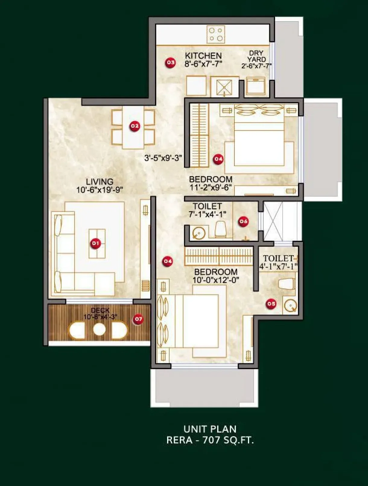 Samarpan Krishnagiri Upavan Unit plan - 707 sq.ft.